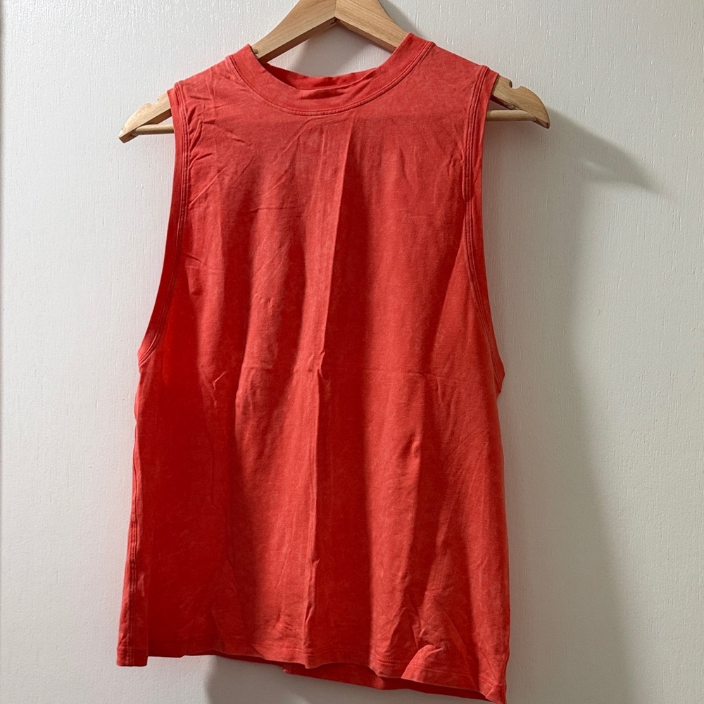 lululemon athletica Vibrant Red/Orange Distressed Oversized Muscle Tee
